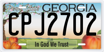 GA license plate CPJ2702