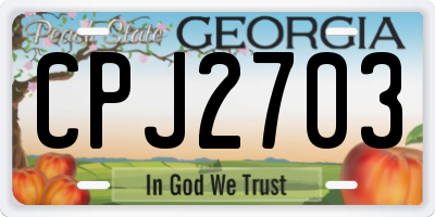 GA license plate CPJ2703