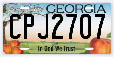 GA license plate CPJ2707