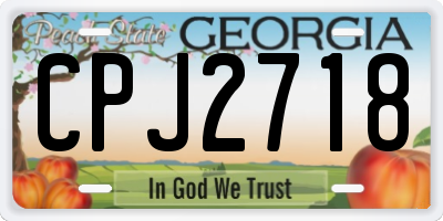 GA license plate CPJ2718
