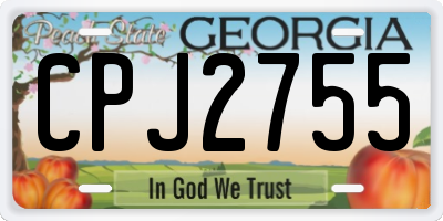 GA license plate CPJ2755