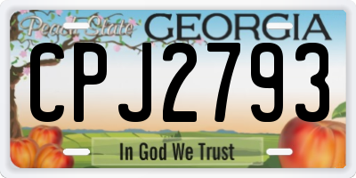 GA license plate CPJ2793