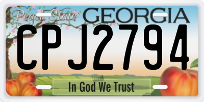 GA license plate CPJ2794