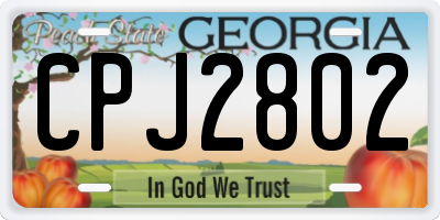 GA license plate CPJ2802