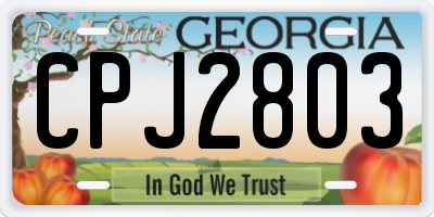 GA license plate CPJ2803
