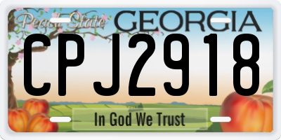 GA license plate CPJ2918