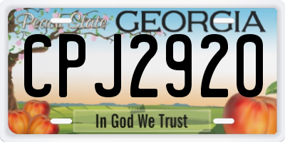 GA license plate CPJ2920