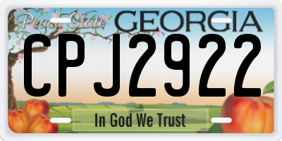 GA license plate CPJ2922