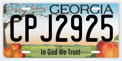 GA license plate CPJ2925