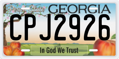 GA license plate CPJ2926