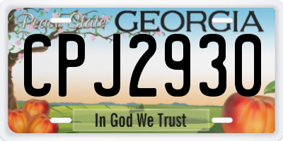 GA license plate CPJ2930