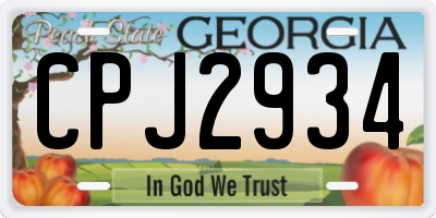 GA license plate CPJ2934