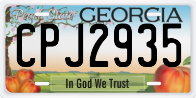 GA license plate CPJ2935