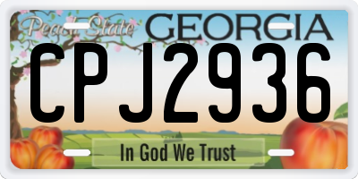 GA license plate CPJ2936