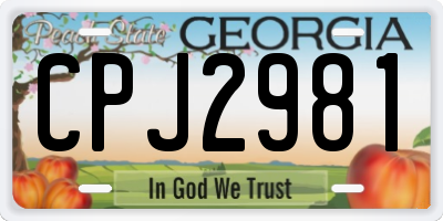 GA license plate CPJ2981
