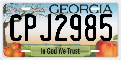 GA license plate CPJ2985