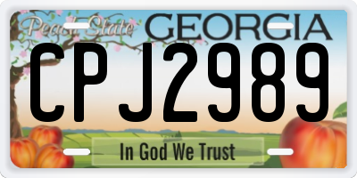 GA license plate CPJ2989