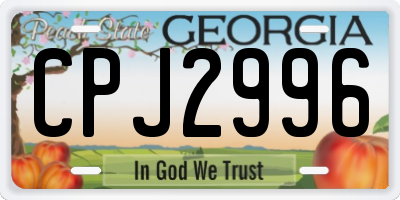 GA license plate CPJ2996