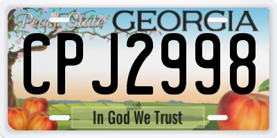 GA license plate CPJ2998