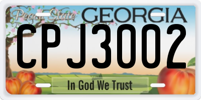 GA license plate CPJ3002