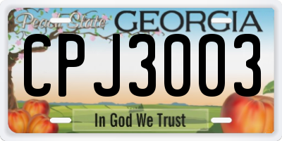 GA license plate CPJ3003