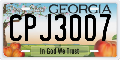 GA license plate CPJ3007