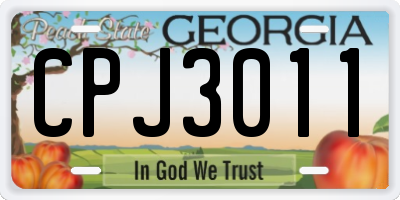 GA license plate CPJ3011