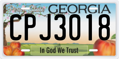 GA license plate CPJ3018