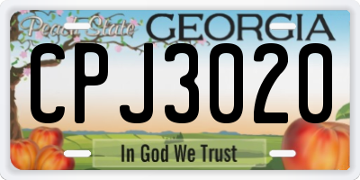 GA license plate CPJ3020