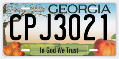 GA license plate CPJ3021