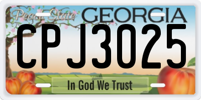 GA license plate CPJ3025