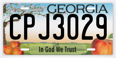 GA license plate CPJ3029