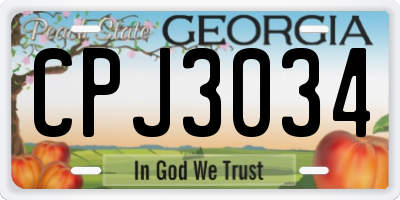 GA license plate CPJ3034