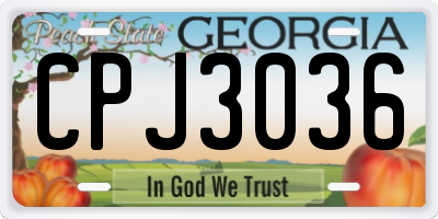 GA license plate CPJ3036