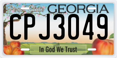 GA license plate CPJ3049