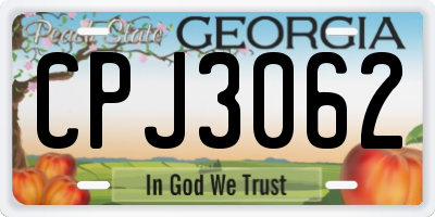 GA license plate CPJ3062