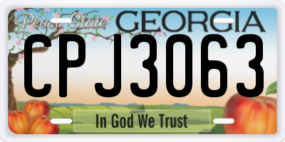 GA license plate CPJ3063
