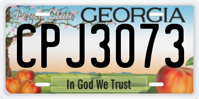 GA license plate CPJ3073