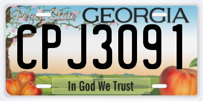 GA license plate CPJ3091