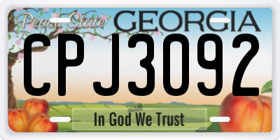 GA license plate CPJ3092
