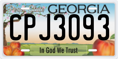 GA license plate CPJ3093