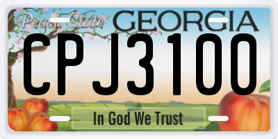 GA license plate CPJ3100