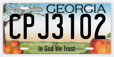 GA license plate CPJ3102