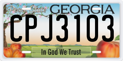 GA license plate CPJ3103
