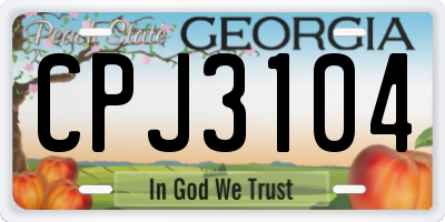 GA license plate CPJ3104