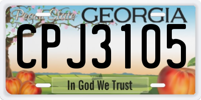 GA license plate CPJ3105