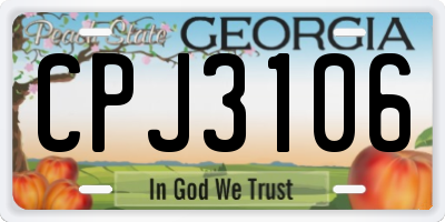 GA license plate CPJ3106