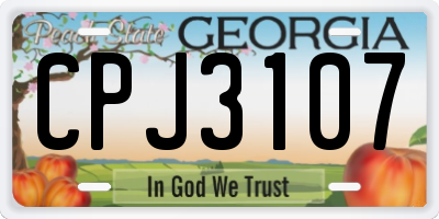 GA license plate CPJ3107