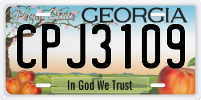 GA license plate CPJ3109