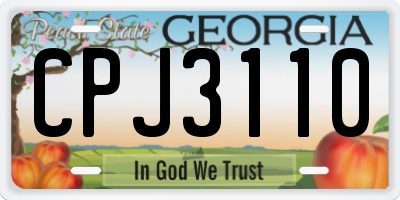 GA license plate CPJ3110